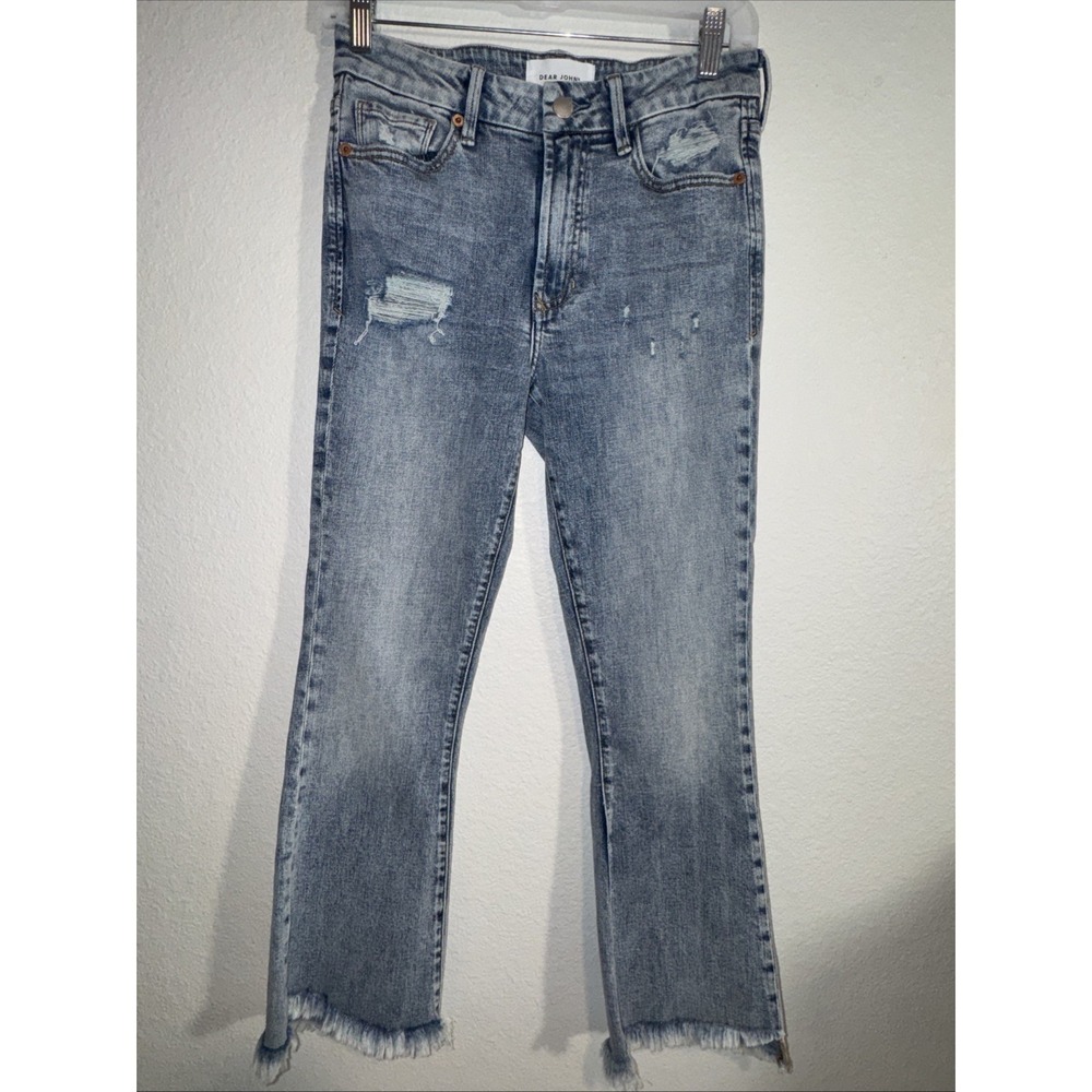 Dear John Jeans Womens Size 27 Mid Rise Distressed Raw Hem Trendy‎ Y2K Cute